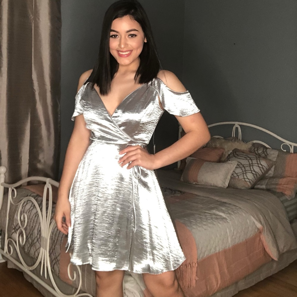 Satin Silver/Metallic Dress